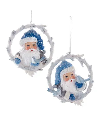 Santa With Birds Wreath Frame Ornament