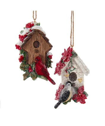 Cardinal and Chickadee Birdhouse Ornament