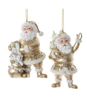 Light Gold and White Santa Ornament