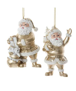 Light Gold and White Santa Ornament