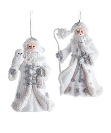 White & Silver Santa Ornament