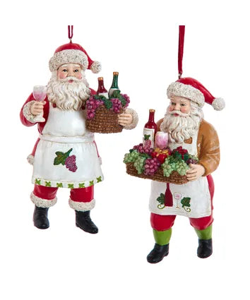 Wine Santa With Wine Basket Ornament