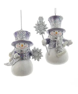 Icy Periwinkle Snowman Ornament