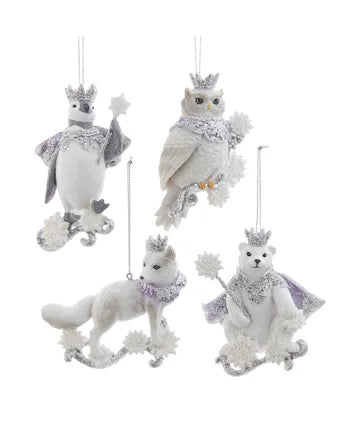 White, Silver and Lavender Arctic Animal Ornament