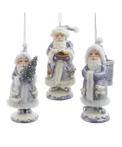 Blue, Silver and Lavender Belsnickel Santa Ornament