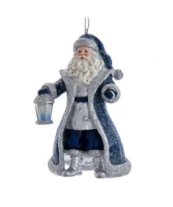 Blue and Silver Santa Ornament