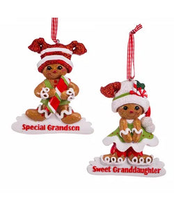 Gingerbread Boy and Girl Grandchild Ornaments For Personalizatio