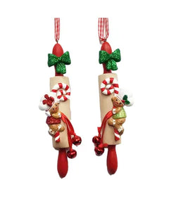 Gingerbread Boy & Girl On Rolling Pin Ornament