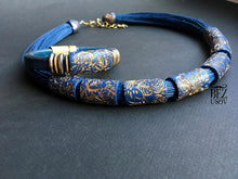 Dark Blue Floral Necklace