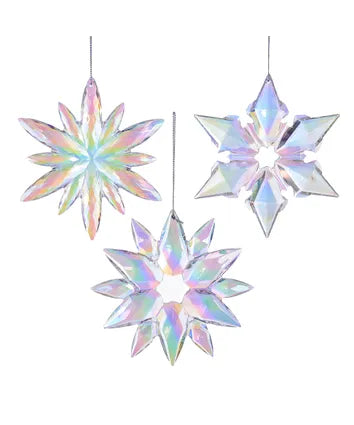 Clear and Iridescent Snowflake Ornaments