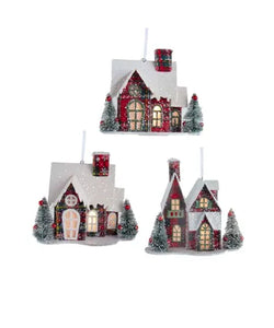 Battery-Operated Lighted Paper House Ornament