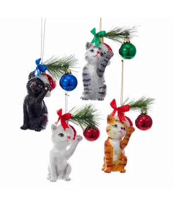 Noble Gems™ Christmas Cat Glass Ornament