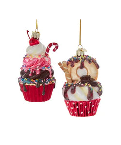 Noble Gems™ Glass Ice Cream Cupcake Ornament, 2 Assorted