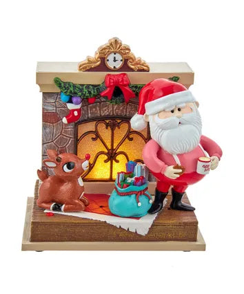 Rudolph The Red Nose Reindeer® and Santa Fireplace Table Piece
