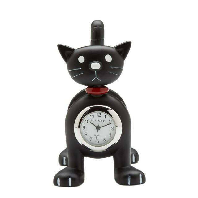Cat Clock Black