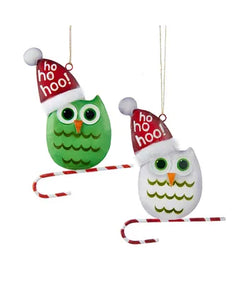 Green and White Snow Owl Ornament