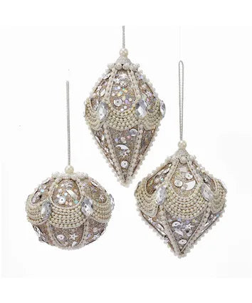 Champagne and Silver Beaded Ornament