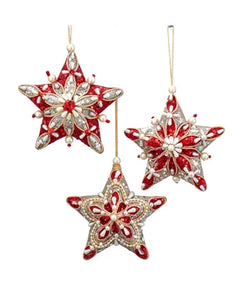 Ruby & Platinum Star Ornament 5.5”