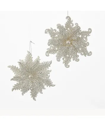 Silver Glitter Snowflake Ornament