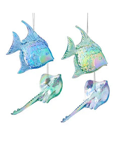 Blue and Green Fish and Stingray Ornament
