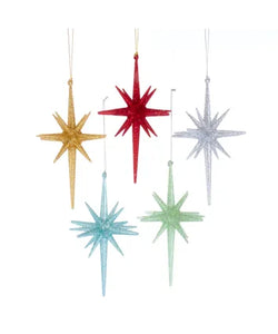 Mid-century Modern Glitter Starburst Ornament 5.5”