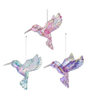 Iridescent Hummingbird Ornament 3.5”