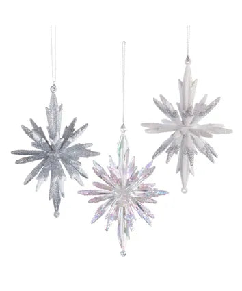 Silver and White 3D Snowflake Ornament