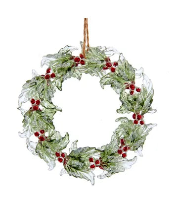 Birch Berry Wreath With Glitter Ornament