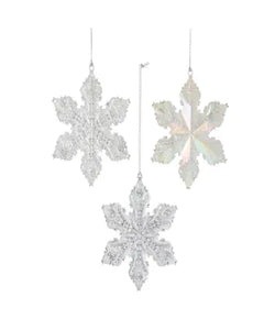 Clear and Silver Snowflake Ornament