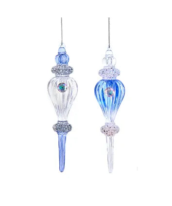 Lavender, Blue and Clear Finial Ornament