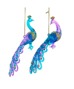 Glazed Iridescent Purple & Teal Peacock Ornament