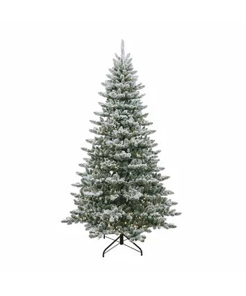 7.5' Pre-Lit Warm White LED Snow Pine Tree