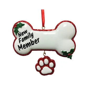 New Family Member Dog Bone Ornament For Personalization