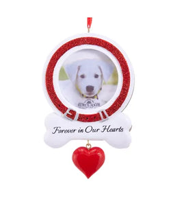 "Forever In Our Hearts" Dog Picture Frame Ornament For Personalization